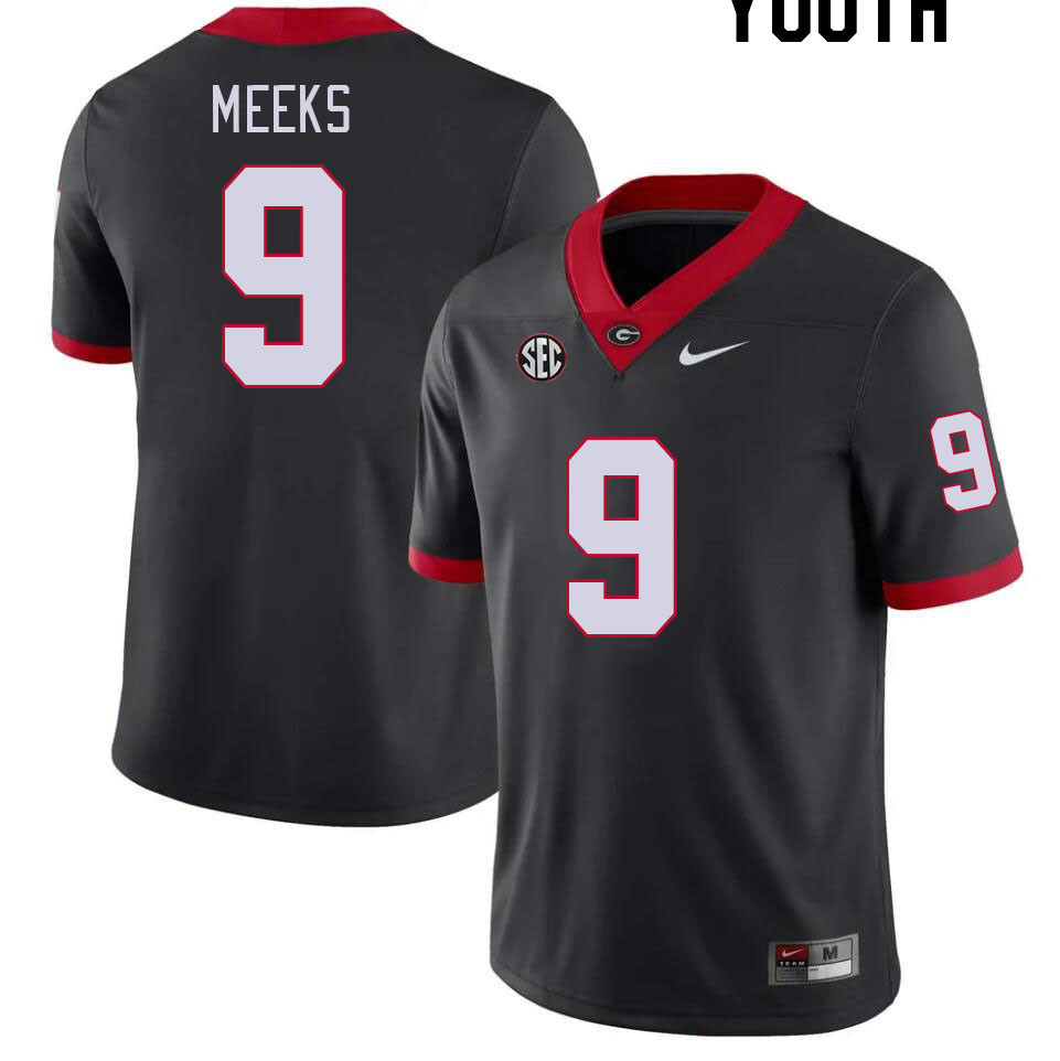 Georgia Bulldogs Youth Jackson Meeks #9 Black Stitched College UGA Football Jersey 23ST010KL